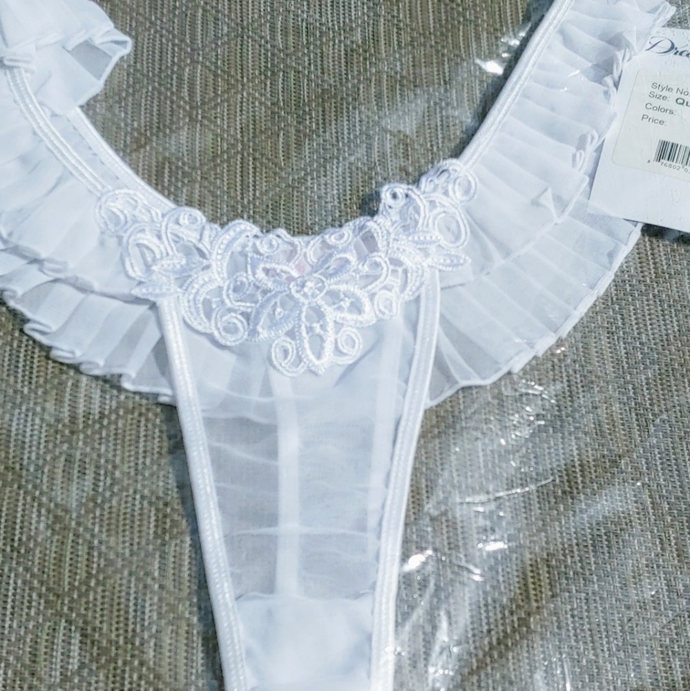 Plus size Sexy White Bridal Thong